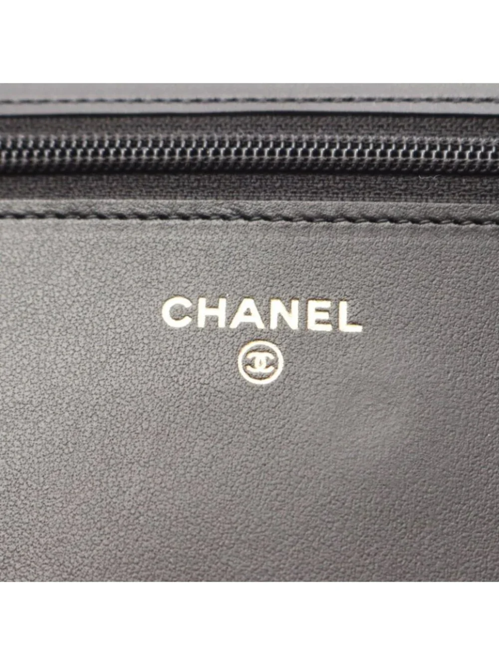 Chanel Shoulder Bag Stitch Black Caviar Leather Chain Wallet